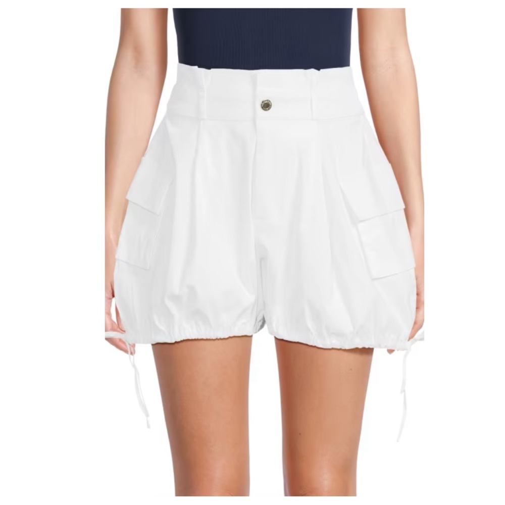 WEWOREWHAT White High-Waist Cargo Drawstring Shorts